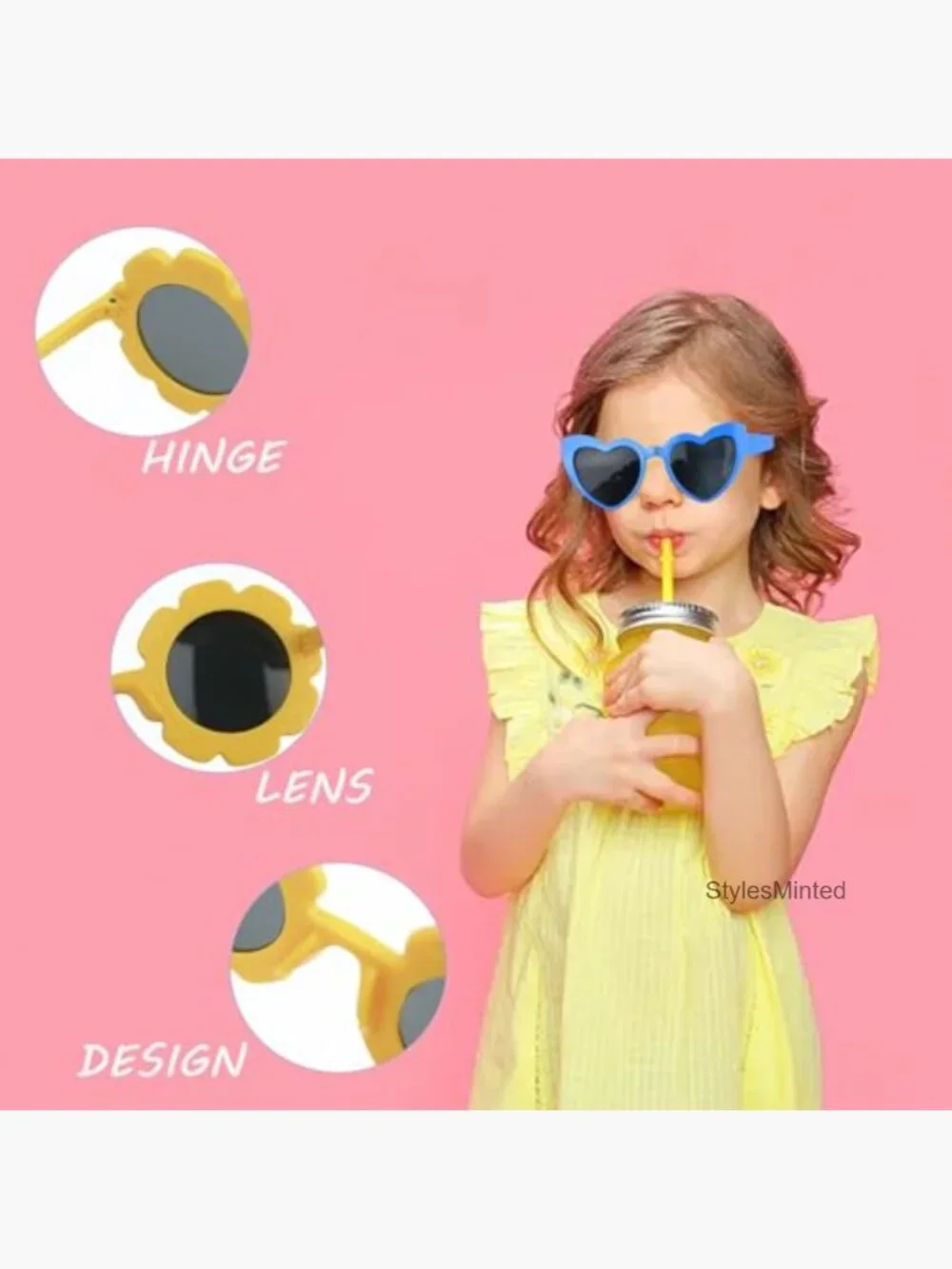 8 Toddler Sunglasses Heart Round Flower Shaped Cute Girls Party